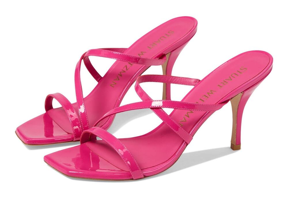 Stuart Weitzman Strapeze 85 Women's Pink Sandals Magenta Patent Leather 9 B